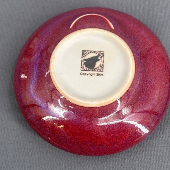 Ikebana Round Flower Vase 5” Purple Handmade Ceramic Kenzan Japan Style Frog Zen - Picture 10 of 15